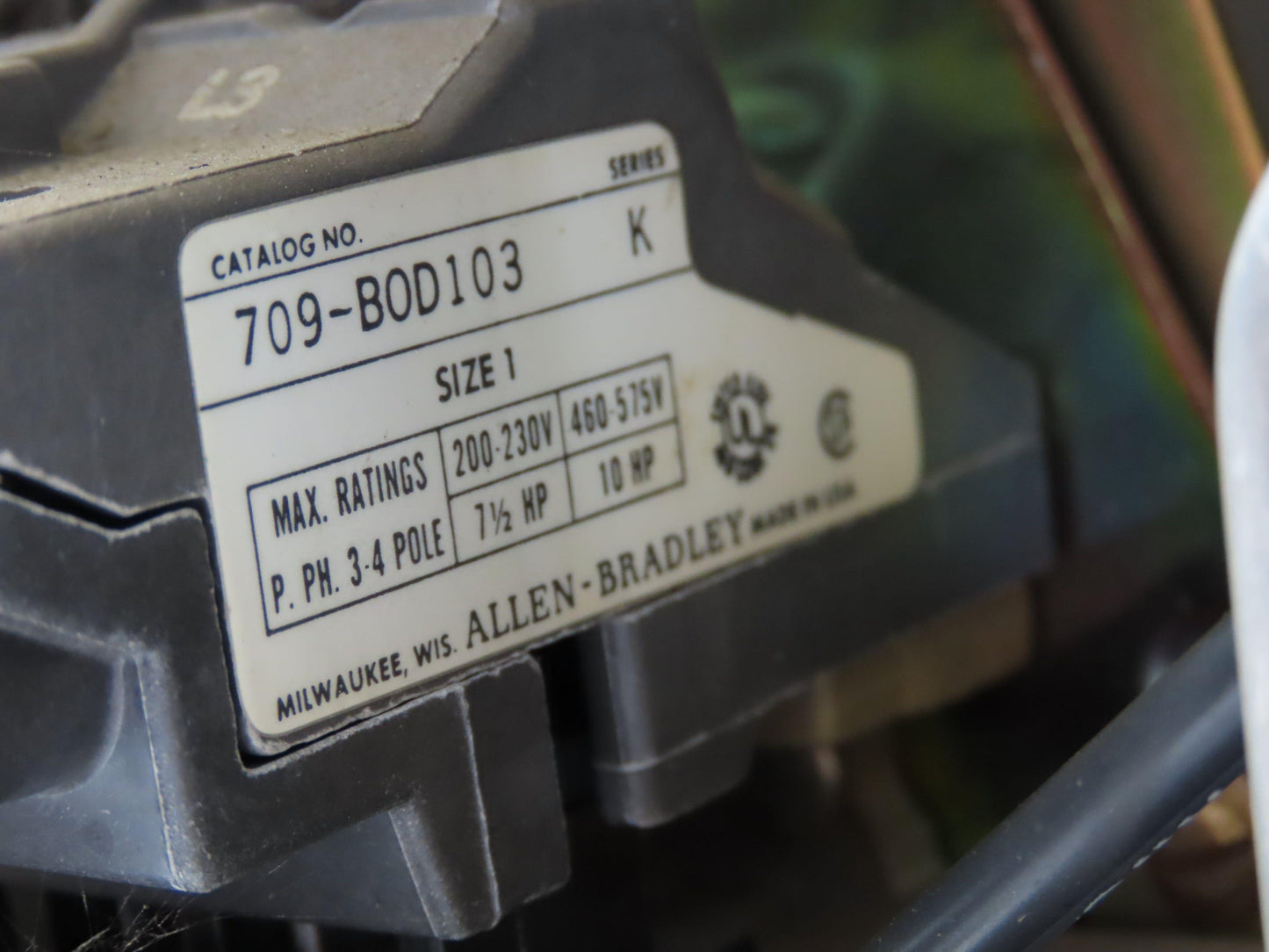 Allen Bradley MCC Bucket Motor Starter Contactor 10HP 480V 110V Coil Size 1