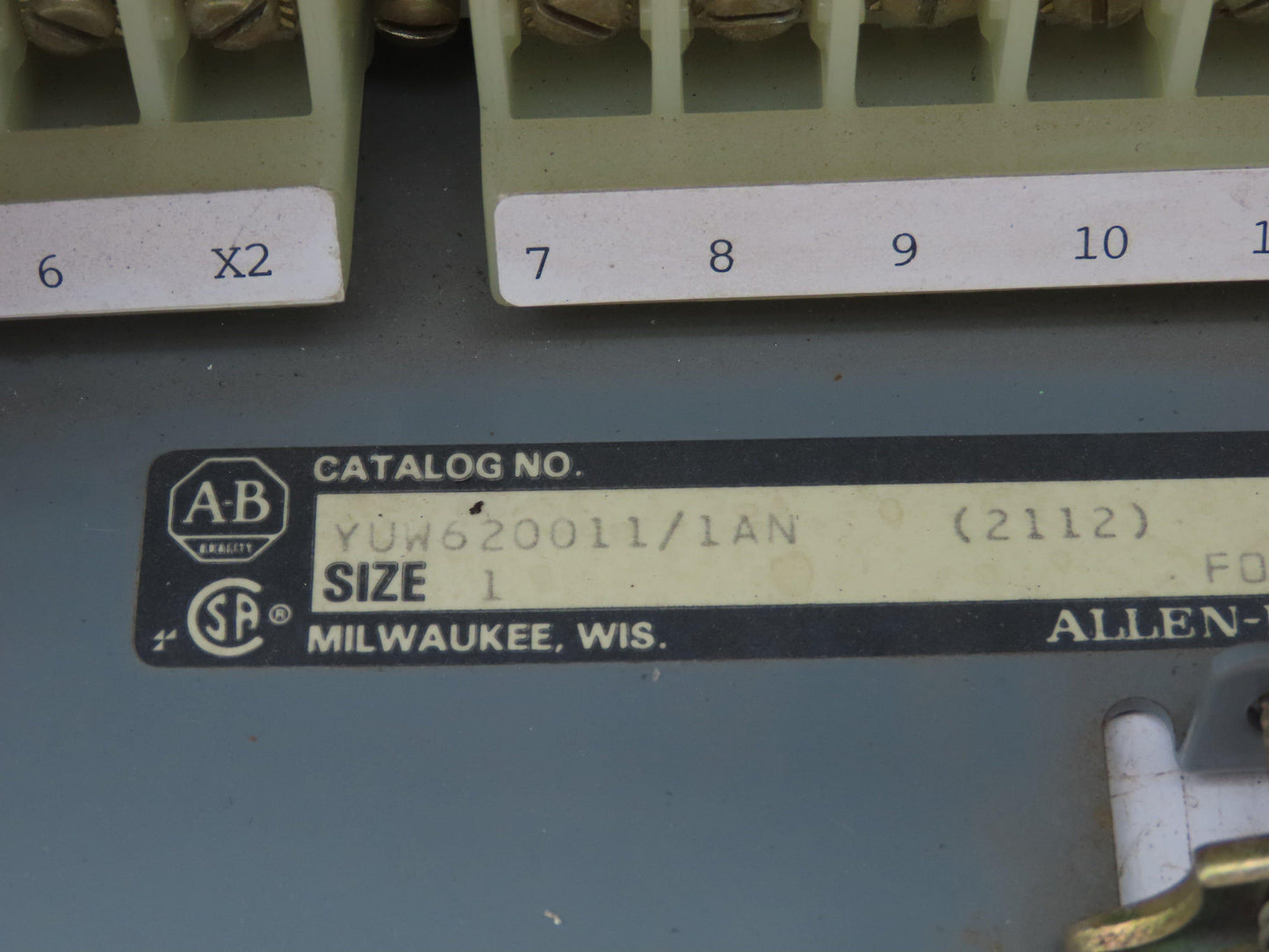 Allen Bradley MCC Bucket Motor Starter Contactor 10HP 600V 110V Coil Size 1