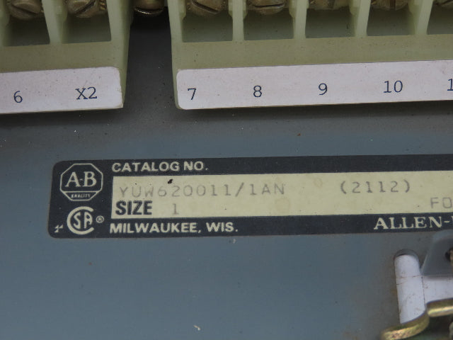 Allen Bradley MCC Bucket Motor Starter Contactor 10HP 600V 110V Coil Size 1