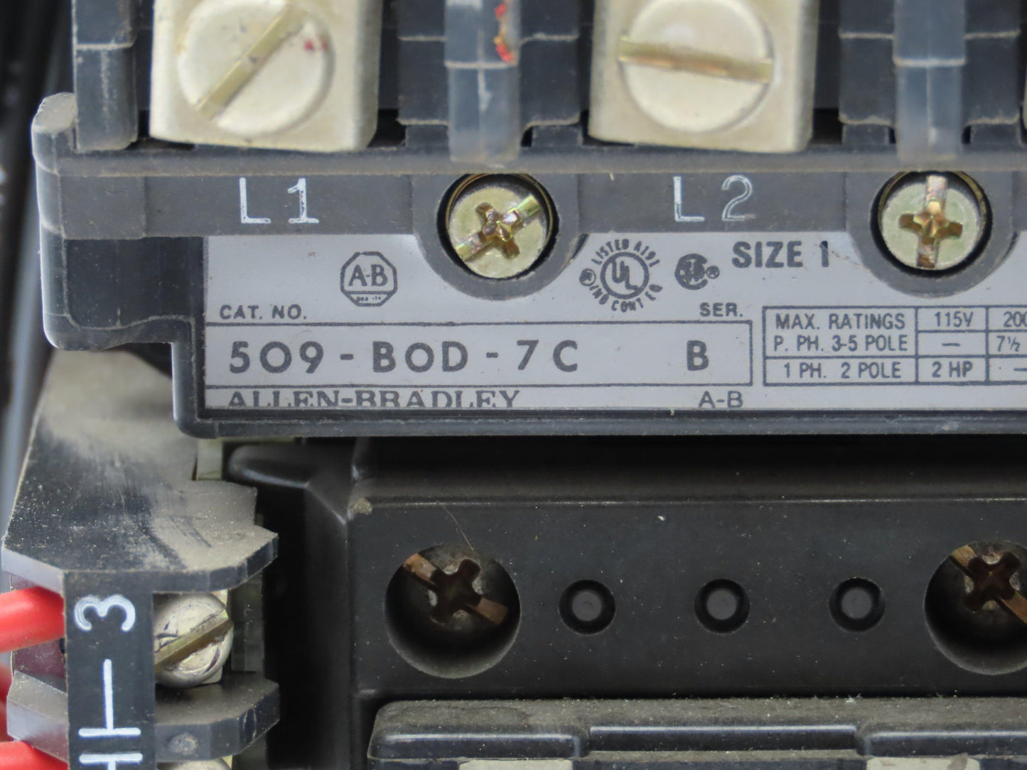 Allen Bradley MCC Bucket Motor Starter Contactor 10HP 600V 110V Coil Size 1