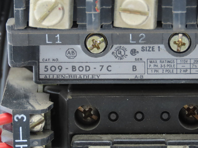 Allen Bradley MCC Bucket Motor Starter Contactor 10HP 600V 110V Coil Size 1