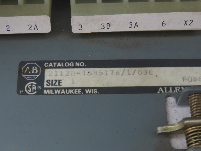 Allen Bradley MCC Bucket Motor Starter Contactor 10HP 600V 110V Coil Size 1