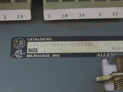 Allen Bradley MCC Bucket Motor Starter Contactor 10HP 600V 110V Coil Size 1