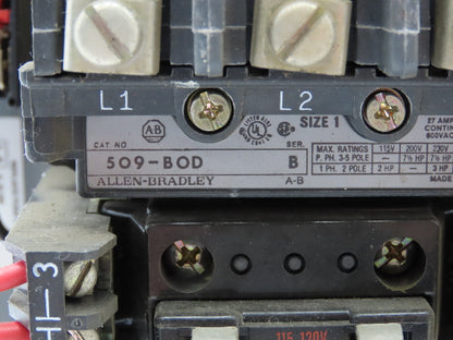 Allen Bradley MCC Bucket Motor Starter Contactor 10HP 600V 110V Coil Size 1