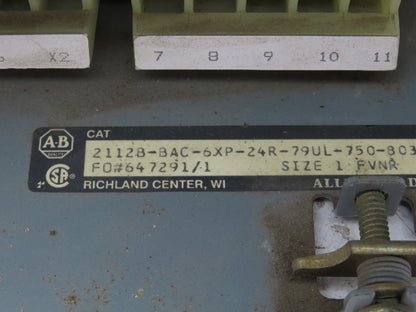 Allen Bradley MCC Bucket Motor Starter Contactor 10HP 600V 110V Coil Size 1