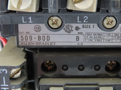 Allen Bradley MCC Bucket Motor Starter Contactor 10HP 600V 110V Coil Size 1