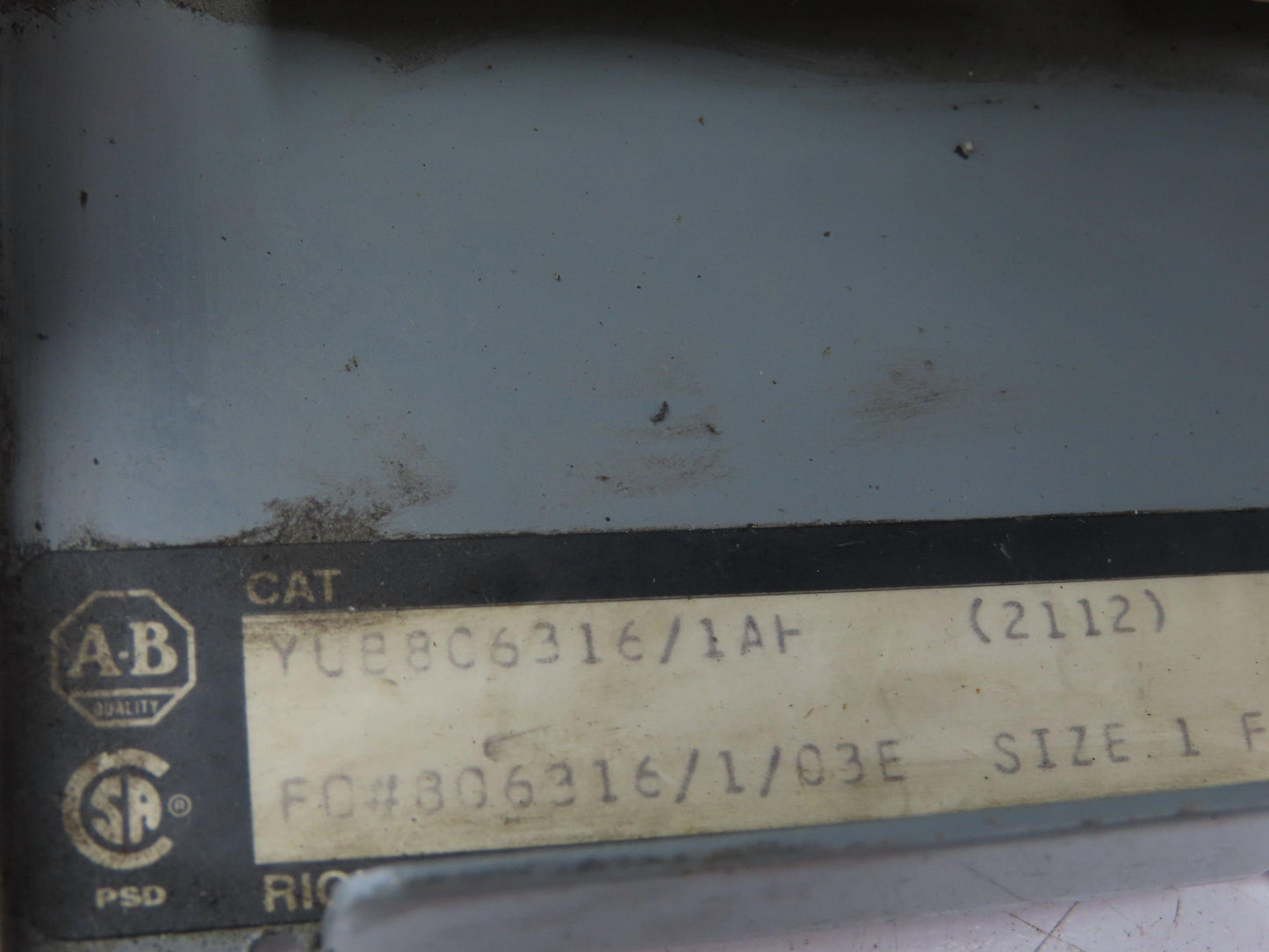 Allen Bradley MCC Bucket Motor Starter Contactor 10HP 600V 110V Coil Size 1