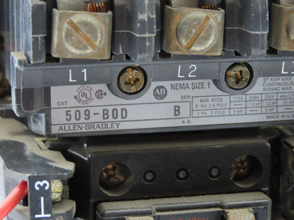 Allen Bradley MCC Bucket Motor Starter Contactor 10HP 600V 110V Coil Size 1