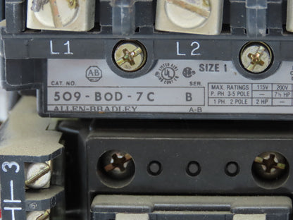 Allen Bradley MCC Bucket Motor Starter Contactor 10HP 600V 110V Coil Size 1