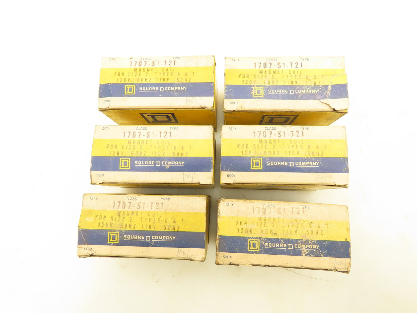 Square D 1707-S1-T21 Magnetic Coil 110/120V Size 2 Lot of 6