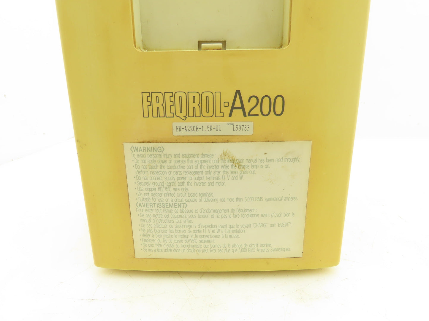 Mitsubishi Electric FR-A220E-1.5K-UL VFD AC Inverter Drive 3HP 13A 3PH