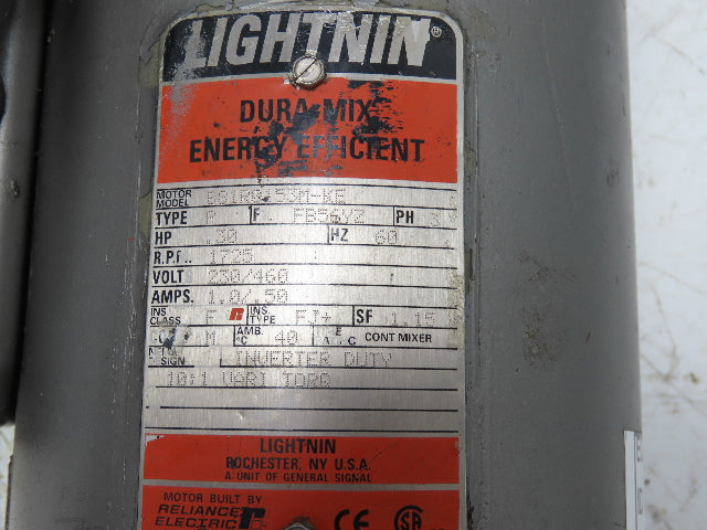 Lightnin EK XJ-30 Clamp-Mount Tank Mixer Agitator .3Hp 1725 RPM 230/460V 3PH