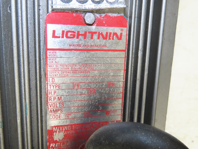Lightnin EKXJ-500 Clamp-Mount Tank Mixer Agitator 5Hp 1725 RPM 230/460V 3PH