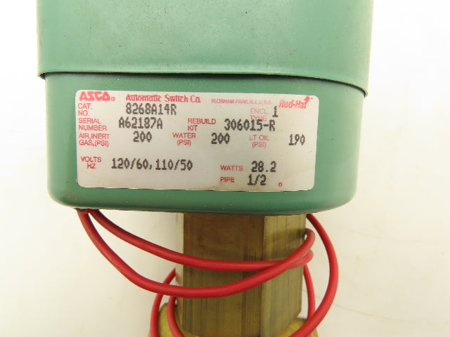 Asco 8268A14R Solenoid Valve 120VAC 28.2W 200PSI 1/2"NPT