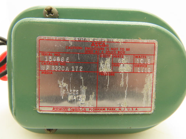 Asco WP8320A172 Red Hat Solenoid Valve 120V 10.6W 3 Way 1/4" NTP