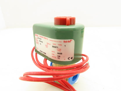 Asco 8314C24 Red Hat Solenoid Valve 120V 11W 75PSI 3 Way 1/4"NPT