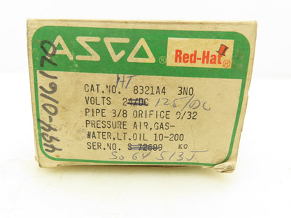 Asco HT8321A4 Solenoid Valve 125VDC 8.7W 3NO 3/8"NPT 9/32" Orifice 10-200PSI