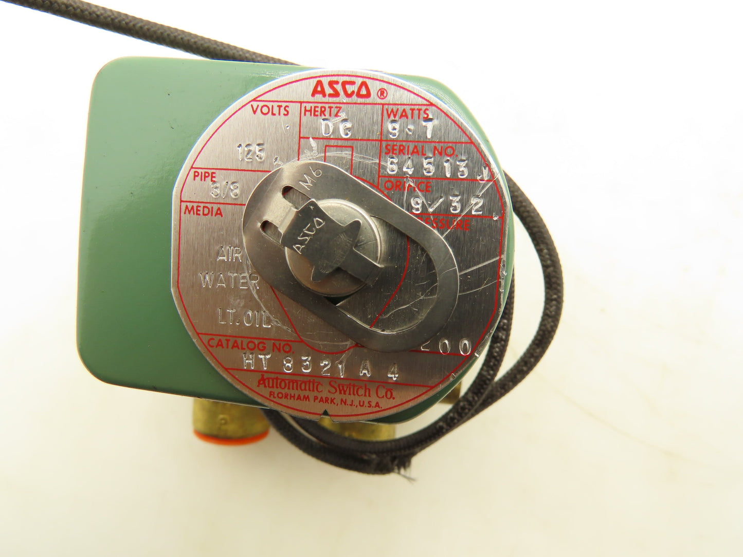 Asco HT8321A4 Solenoid Valve 125VDC 8.7W 3NO 3/8"NPT 9/32" Orifice 10-200PSI