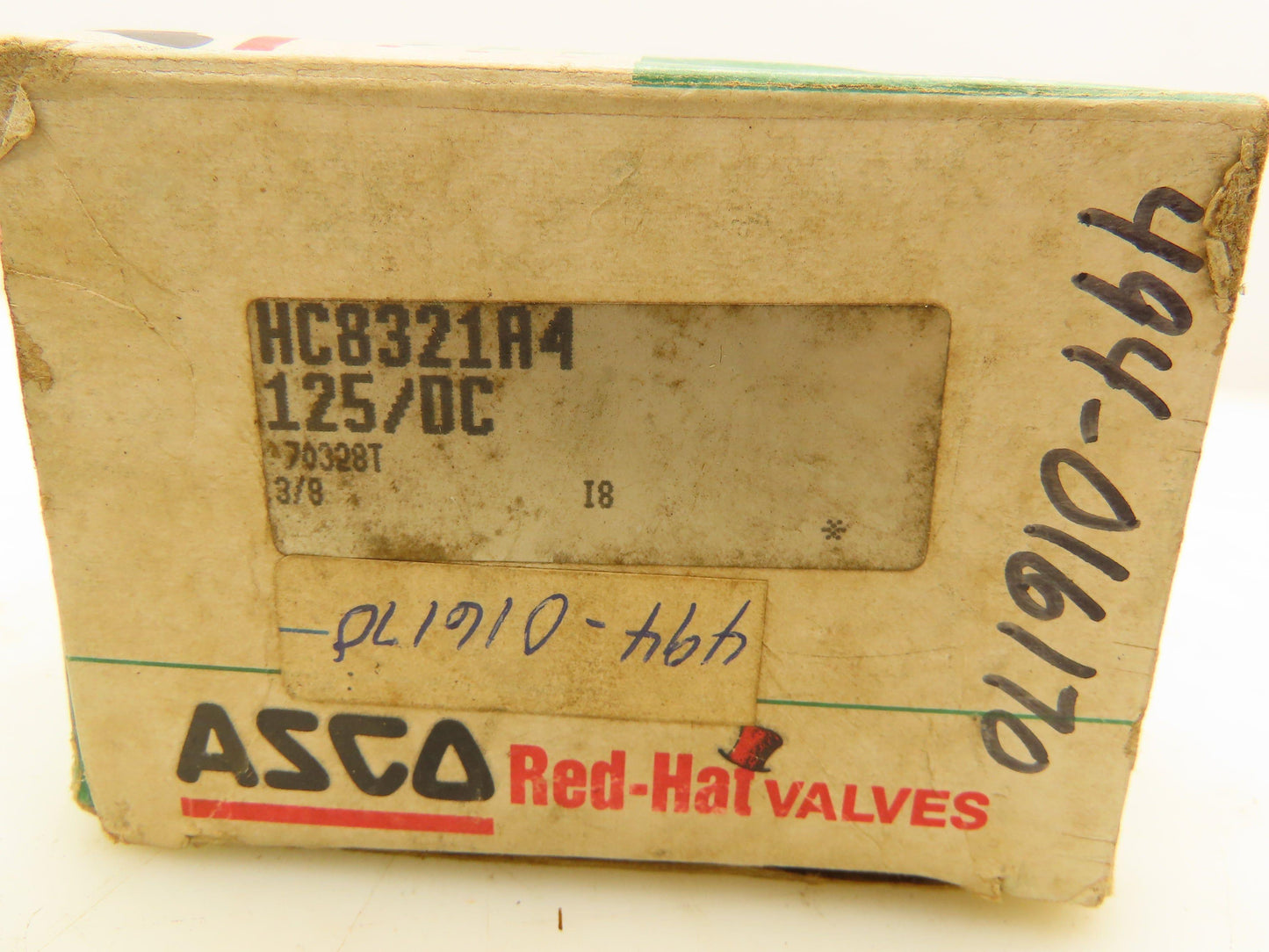 Asco HC8321A4 Red Hat Solenoid Valve 125DC 13.3W 10-200PSI 3 Way 3/8"NPT