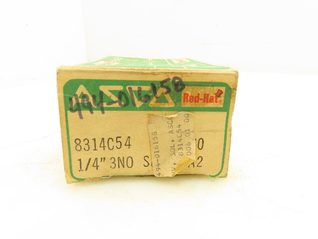 Asco 8314C54 Red Hat Solenoid Valve 120V 11W 90PSI 3NO 1/4"NPT 1/8" Orifice