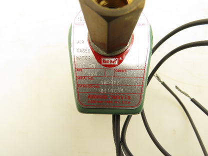Asco 8314C54 Red Hat Solenoid Valve 120V 11W 90PSI 3NO 1/4"NPT 1/8" Orifice