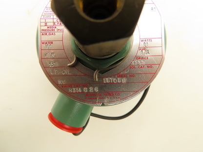 Asco 8314C26 Red Hat Solenoid Valve 120V 11W 125PSI 1/8"NPT 3/32"Orifice