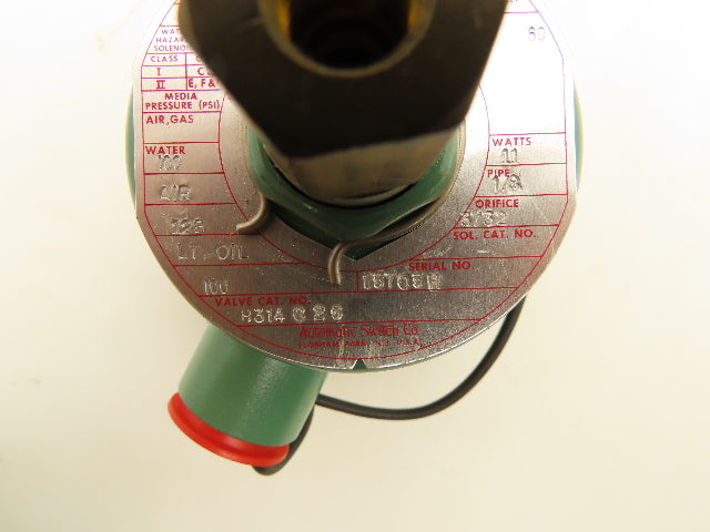 Asco 8314C26 Red Hat Solenoid Valve 120V 11W 125PSI 1/8"NPT 3/32"Orifice