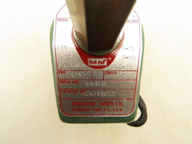 Asco HC8317A53 Red Hat Solenoid Valve 125V 17.4W 5-75PSI 1/4"NPT 3/32"Orifice