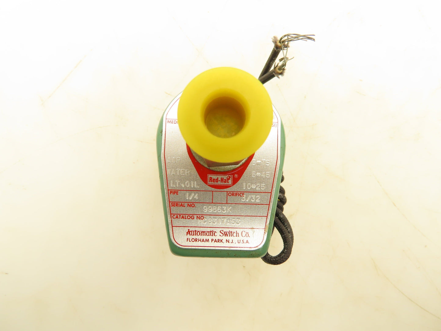 Asco HC8317A53 Red Hat Solenoid Valve 125V 17.4W 5-75PSI 1/4"NPT 3/32"Orifice