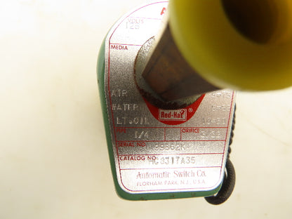 Asco 8317A35 Solenoid Valve 125V 17.4W 10-30PSI 3 Way 1/4"NPT 3/32"Orifice