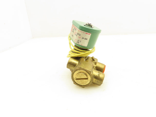Asco HC8321A4 Red Hat Solenoid Valve 125DC 13.3W 10-200PSI 3 Way 3/8"NPT