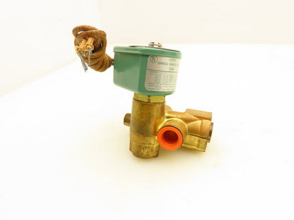 Asco 8321A2 Red Hat Solenoid Valve 3 Way 120V 6W 10-200PSI 3/8"NPT 9/32"Orifice