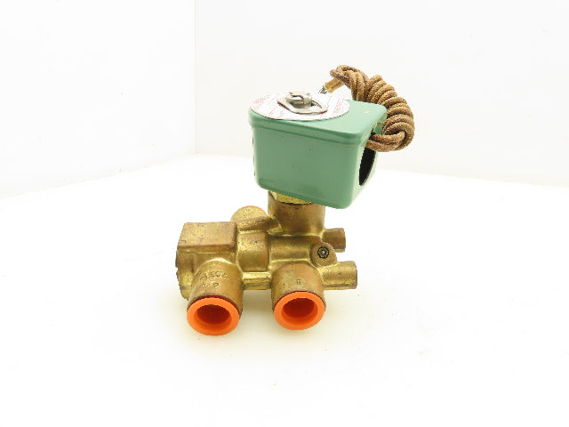 Asco 8321A2 Red Hat Solenoid Valve 3 Way 120V 6W 10-200PSI 3/8"NPT 9/32"Orifice
