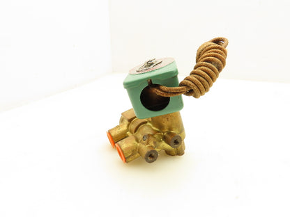 Asco 8321A2 Red Hat Solenoid Valve 3 Way 120V 6W 10-200PSI 3/8"NPT 9/32"Orifice