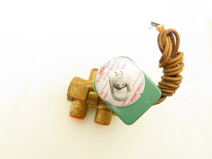 Asco 8321A2 Red Hat Solenoid Valve 3 Way 120V 6W 10-200PSI 3/8"NPT 9/32"Orifice