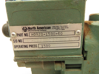 North American Mfg H0920-1500-40 Hydraulic Proportional Servo Valve 1500 PSI