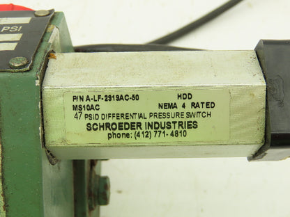 Schroeder NFN301NNZX10SMS10AC Hydraulic Pressure Filter w/Sensor Switch