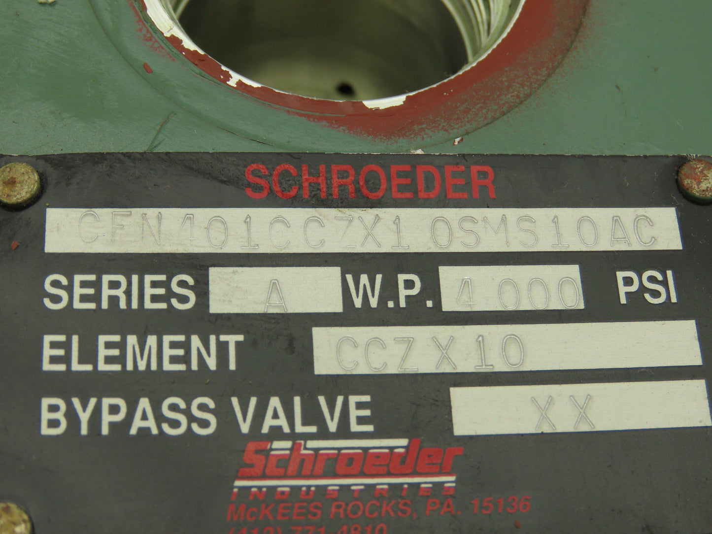 Schroeder CFN401CCZX10SMS10AC Hydraulic Pressure Filter w/Sensor Switch