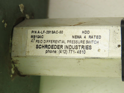 Schroeder CFN401CCZX10SMS10AC Hydraulic Pressure Filter w/Sensor Switch