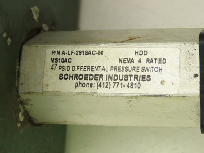 Schroeder CFN401CCZX10SMS10AC Hydraulic Pressure Filter w/Sensor Switch