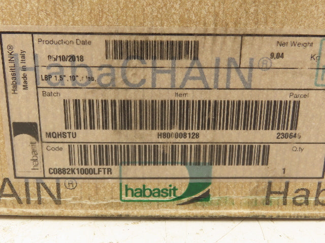 Habasit C0882 TableTop Chain Roller Top Accumulating Conveyor Belt 10"x 5'
