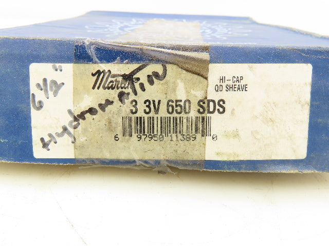 Martin 33V650SDS QD Sheave Bushed Bore 3 Groove 3V Belt 6.45"Pitch 6.5"OD