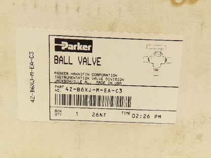 Parker 4Z-B6XJ-M-EA-C3 Electro-Mechanical Actuator 3-Way 1/4" Tube Ball Valve