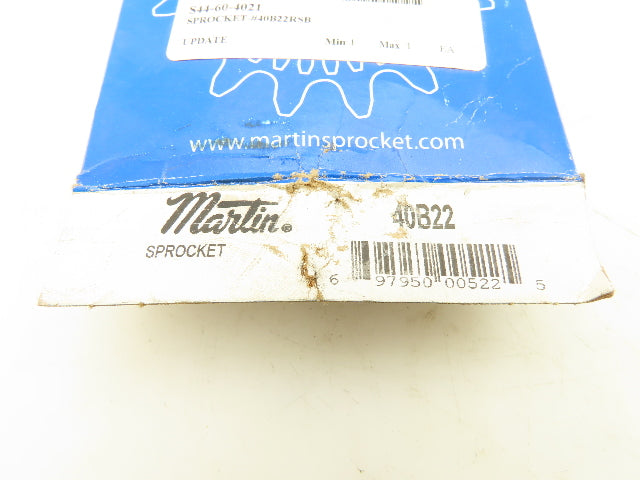 Martin 40B22 Roller Chain Sprocket # 40 B Hub 22T 0.6250" Stock Bore Lot Of 2