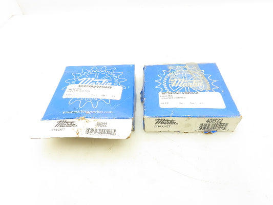 Martin 40B22 Roller Chain Sprocket # 40 B Hub 22T 0.6250" Stock Bore Lot Of 2