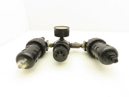 Parker 16L12BE/06F22AC Compressed Air Line Filter Regulator Lubricator 3pc Combo
