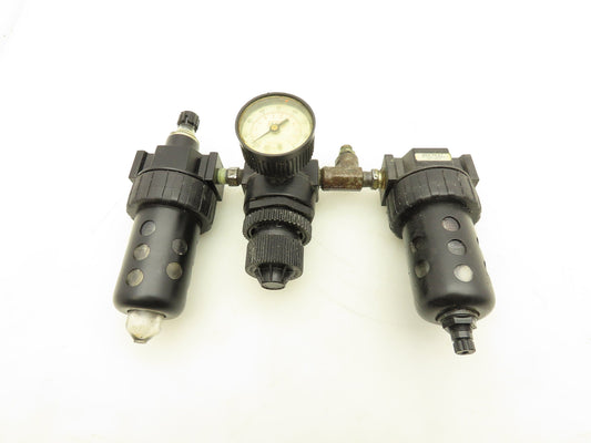 Parker 16L12BE/06F22AC Compressed Air Line Filter Regulator Lubricator 3pc Combo