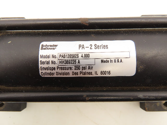 Parker PA-2 Series Pneumatic Air Cylinder 2" Bore 4" Stroke 1-3/8" Rod