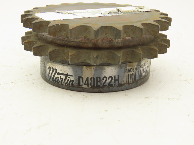 Martin D40B22H Double Roller Sprocket 22 Teeth 0.625" Bore B Hub Steel