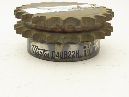 Martin D40B22H Double Roller Sprocket 22 Teeth 0.625" Bore B Hub Steel